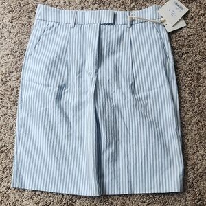 Peserico Light Blue and White Striped Bermuda Shorts